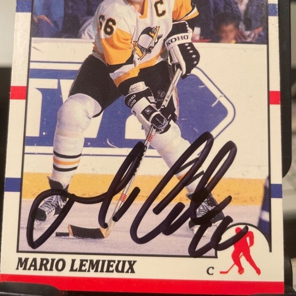 Penguins Mario Lemieux Authentic Signed 1990 Score #2 Card - Picture 2 of 5